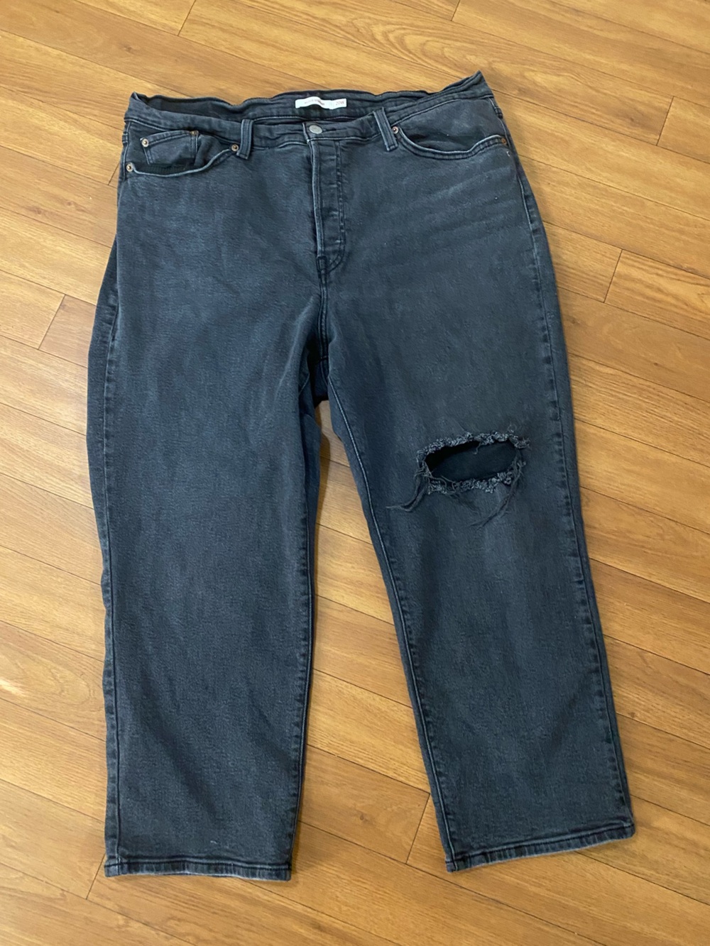 Levi's Black Wedgie Women's Jeans with Distressed Knee | Size 20
